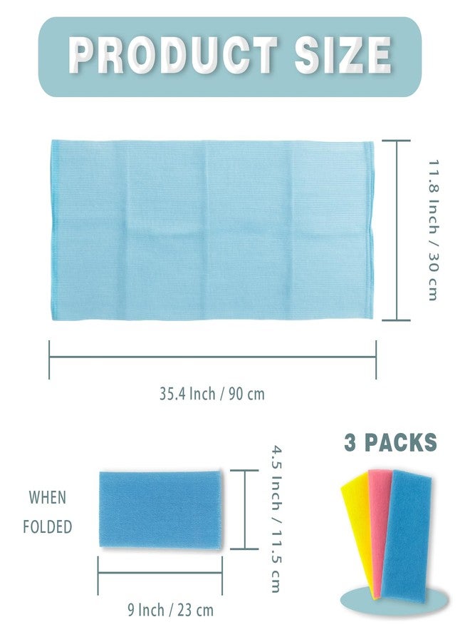 Brvlsoc 3-Pack Exfoliating Washcloths - Japanese & Korean Style Body Scrubber Towels, Quick-Dry Mesh Bath Cloths for Shower & Skincare - Image 2