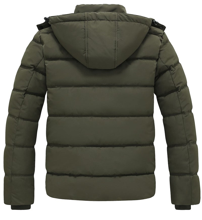 GGleaf Men's Hooded Winter Coat Warm Puffer Jacket Thicken Quilted Jacket Large Green - Image 2