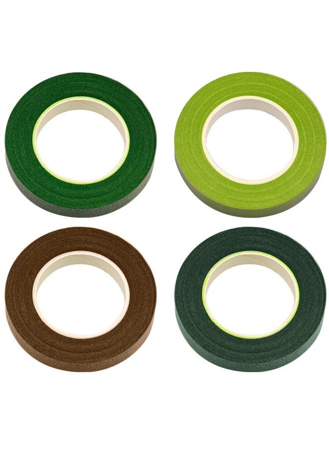 Just Flowers Flower Making Floral Tapes | Strecheble Tapes for Art and Crafts (Pack of 4, Brown, Dark Green, Light Green) - Image 1