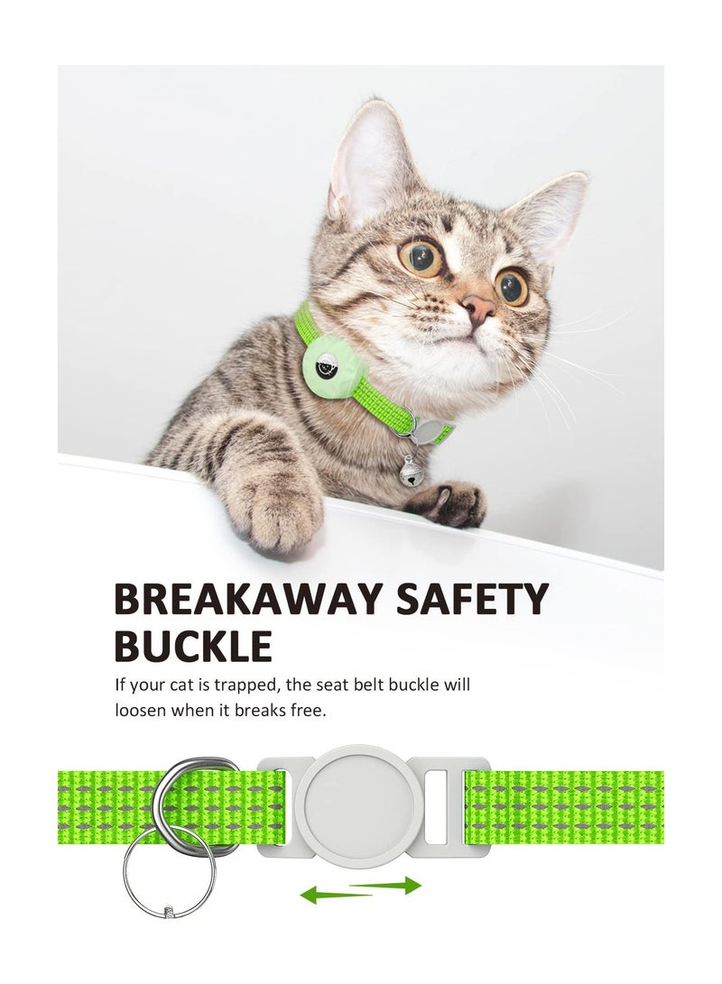 Reflective Breakaway Cat Collar with AirTag Holder and Bell, Lightweight Luminous Green Collar for Kittens and Cats, Perfect for Boys and Girls, Safe and Stylish.  - Image 3