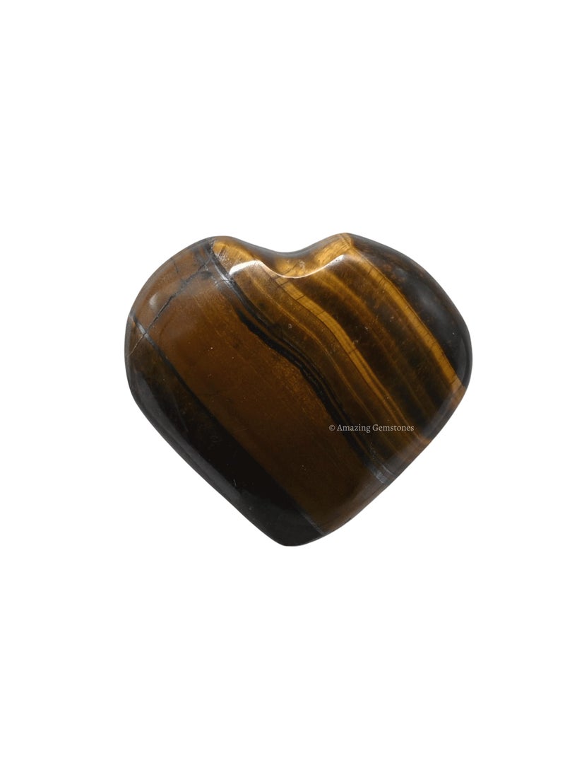 Amazing Gemstone Tiger eye Crystal Heart Palm Stone  Pocket Massage Worry Stone for Natural Body Chakra Balancing Reiki Healing and Crystal Grid 