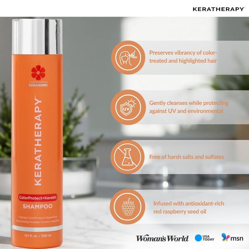 KERATHERAPY Keratin Infused Color Protect Shampoo, 10.1 fl. oz., 300 ml - Gluten Free Color Protecting Shampoo for Color Treated Hair with Kerabond Technology, Red Raspberry Oil, Omega 3 & 6 - Image 5