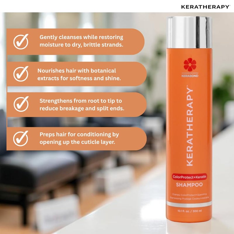 KERATHERAPY Keratin Infused Color Protect Shampoo, 10.1 fl. oz., 300 ml - Gluten Free Color Protecting Shampoo for Color Treated Hair with Kerabond Technology, Red Raspberry Oil, Omega 3 & 6 - Image 4