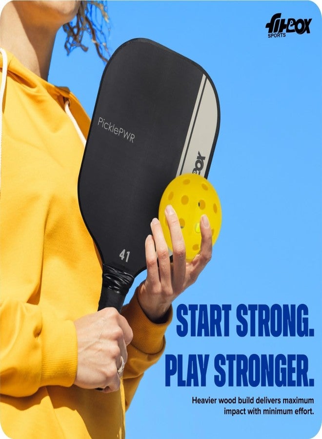 FitBox Sports PicklePWR Pickleball Paddles Set - High-Performance Premium Boarded Composite Surface with Cushion Grip | Ideal for All Skill Levels | Includes Protective Cover & 3 Balls - Black - Image 3