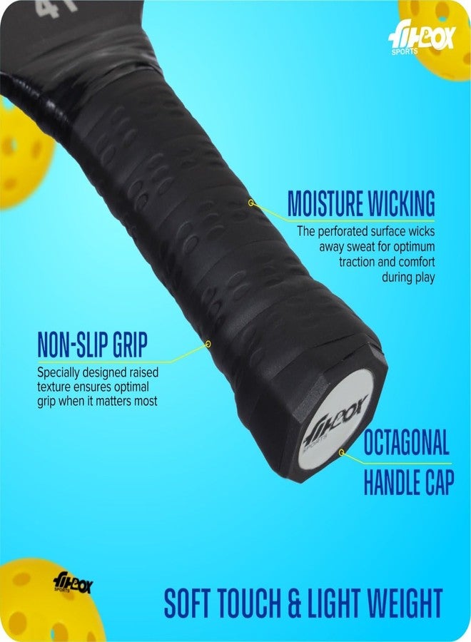 FitBox Sports PicklePWR Pickleball Paddles Set - High-Performance Premium Boarded Composite Surface with Cushion Grip | Ideal for All Skill Levels | Includes Protective Cover & 3 Balls - Black - Image 4