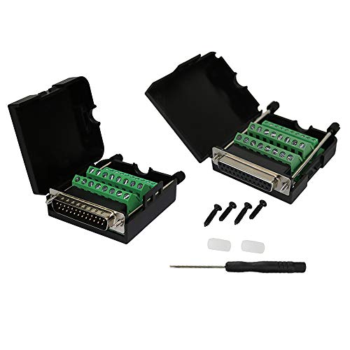 Twinkle Bay TwinkleBay DB25 Connector to Wiring Terminal Db25 Breakout Board Solder-Free with Case (Male Adapter x1, Female Adapter x1) - Image 1