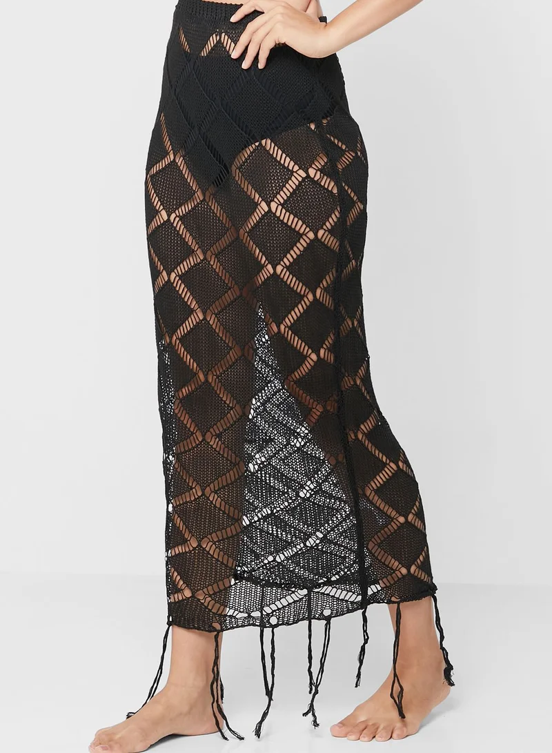 Ginger Crochet Fringe Cover Up Skirt