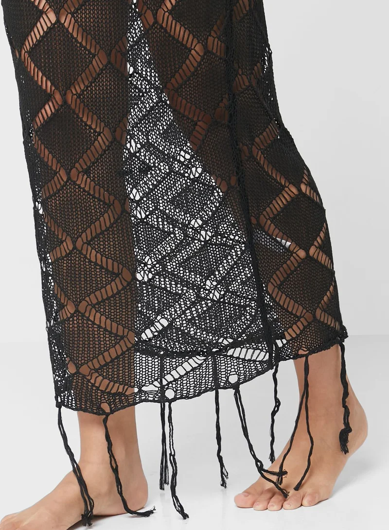 Ginger Crochet Fringe Cover Up Skirt