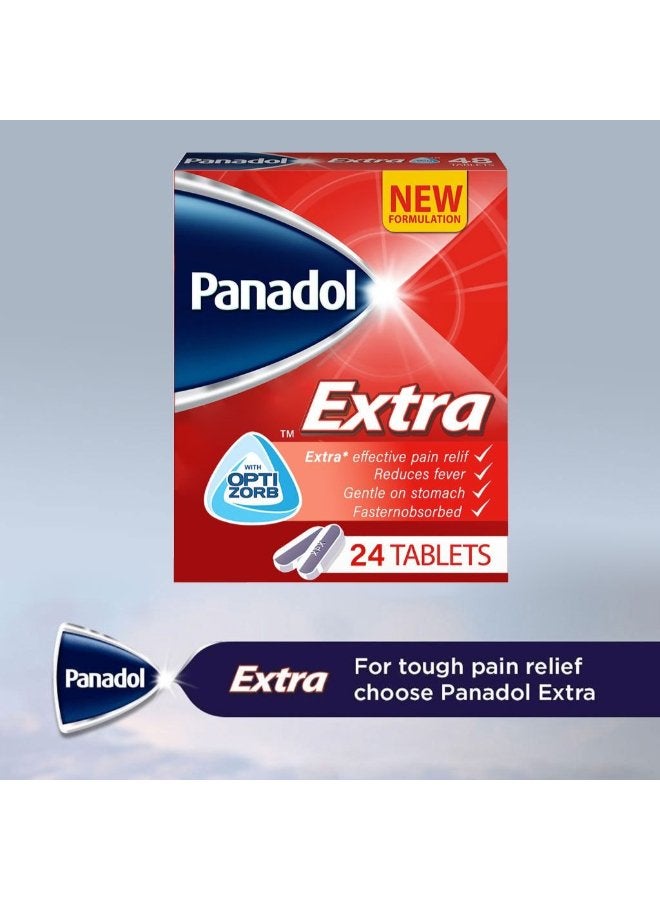 Panadol بانادول إكسترا لتخفيف الألم الفعال يقلل الحمى لطيف على المعدة يمتص بسرعة 24 قرص - Image 3