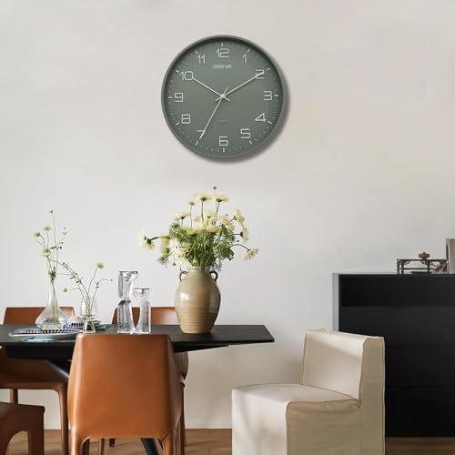 OREVA 12.2 Inch Round Fancy Embossed Number Dial Contemporary Stylish Clocks Modern Analog Silent Wall Clock for Living Room Bedroom Latest Home Décor Office AQ-9507SS (Cream) - Image 2
