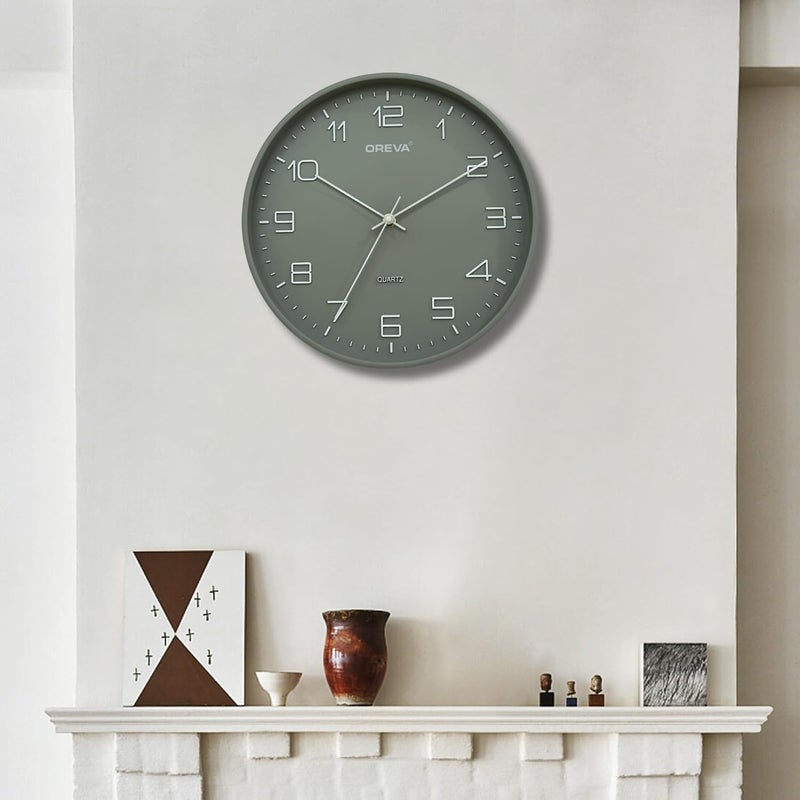 OREVA 12.2 Inch Round Fancy Embossed Number Dial Contemporary Stylish Clocks Modern Analog Silent Wall Clock for Living Room Bedroom Latest Home Décor Office AQ-9507SS (Cream) - Image 4