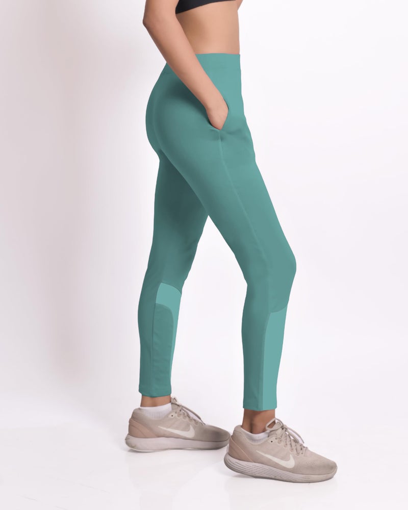 Mehrang Women Gym Wear Mesh Leggings Workout Pants With Side Pockets/Stretchable Tights/Highwaist High Rise Sports Fitness Yoga Track Pants (Medium, English Green) - Image 4