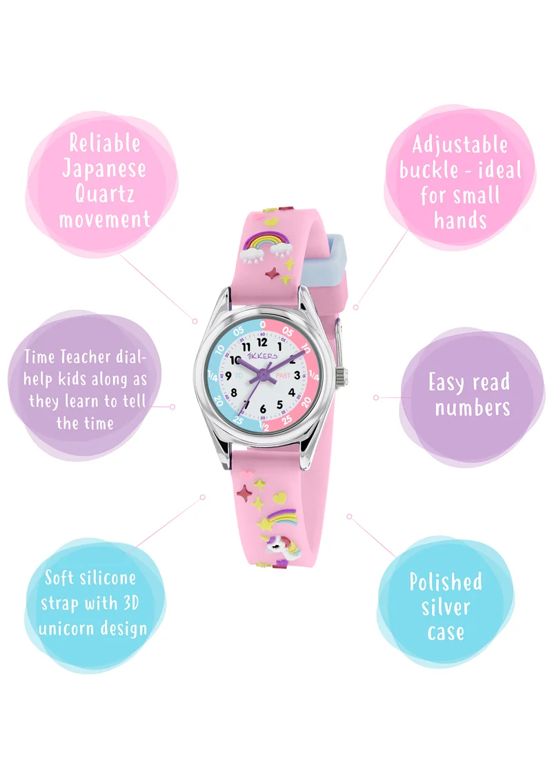 Tikkers Tikkers Girls Purple Silicone Strap 3D Unicorn Watch - TK0145