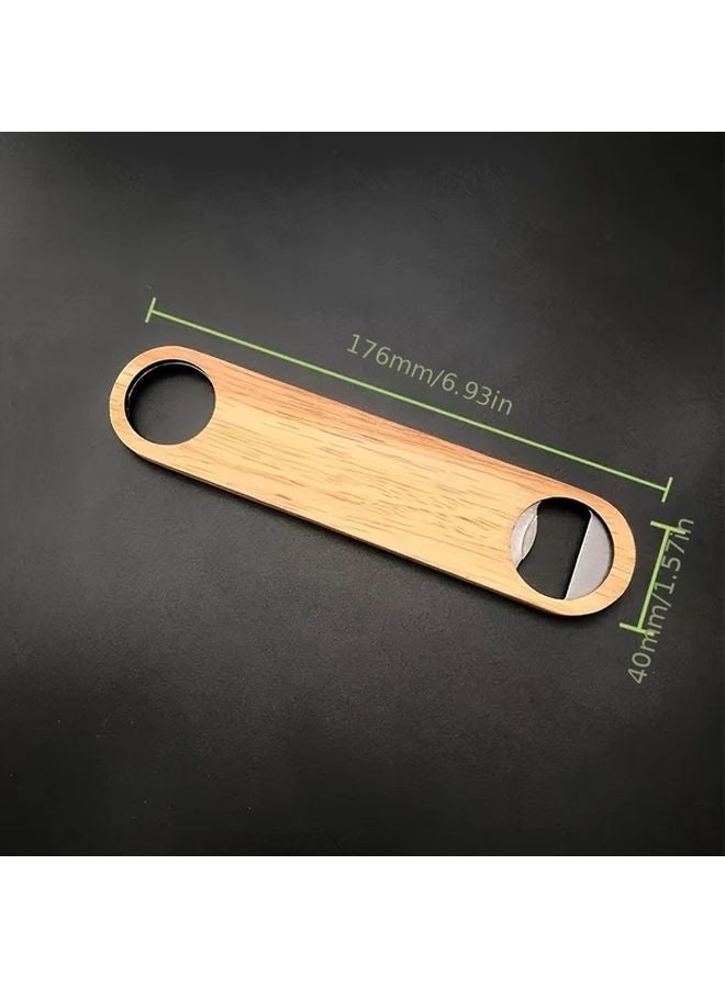فتاحة زجاجات بمقبض خشبي وفولاذ مقاوم للصدأ وقبضة مريحة للمطبخ أو بار المنزلي - Image 3