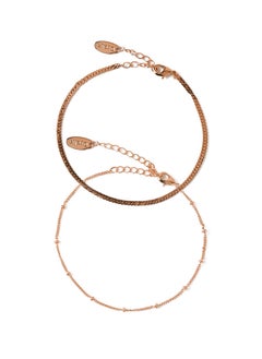 ORELIA LONDON Satellite and flat curb chain bracelet pk  - Image 1