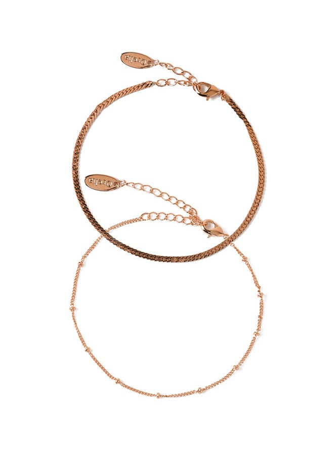 ORELIA LONDON Satellite and flat curb chain bracelet pk  - Image 1