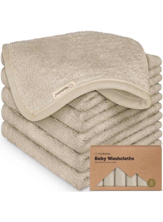 KeaBabies 6-Pack Baby Washcloths - Soft viscose from Bamboo Washcloth, Baby Wash Cloths for Newborn, Kids, Bath Baby Towels, Face Towel, Face Cloths for Washing Face (Earth Brown) - Image 1