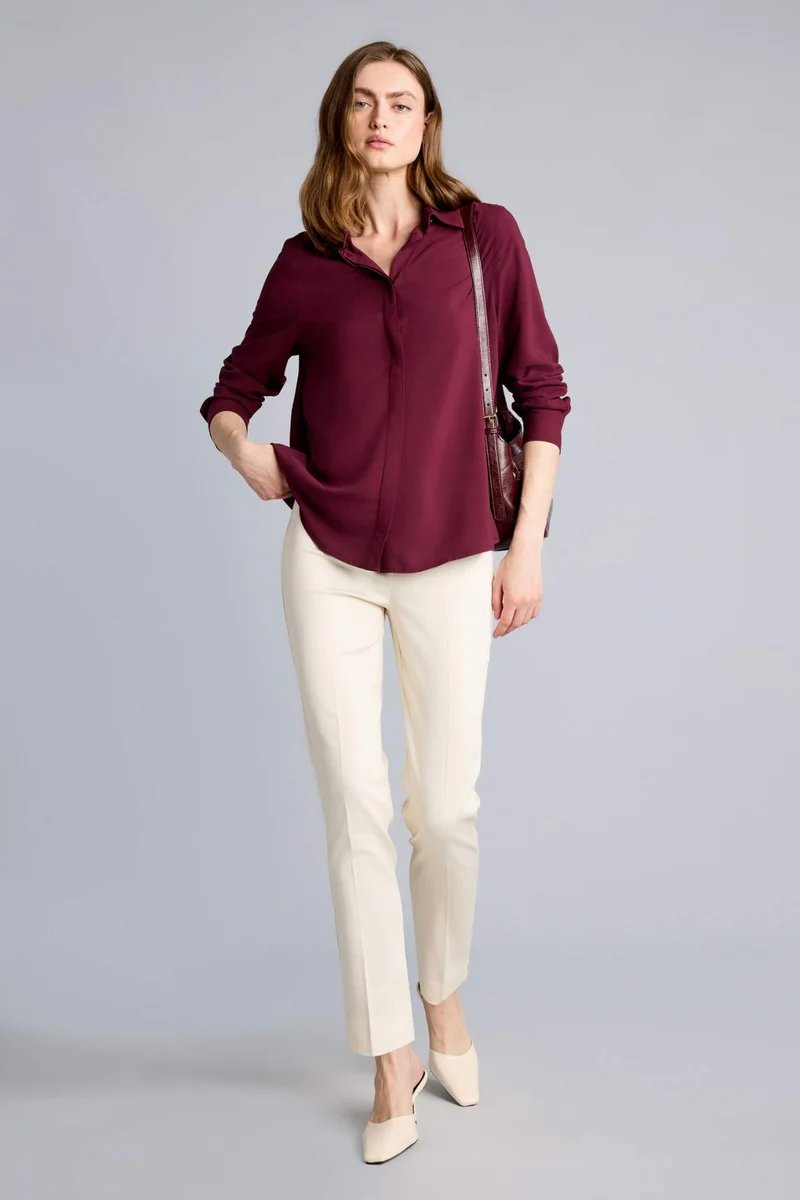 DeFacto Cigarette Fit Regular Hem Satin Trousers