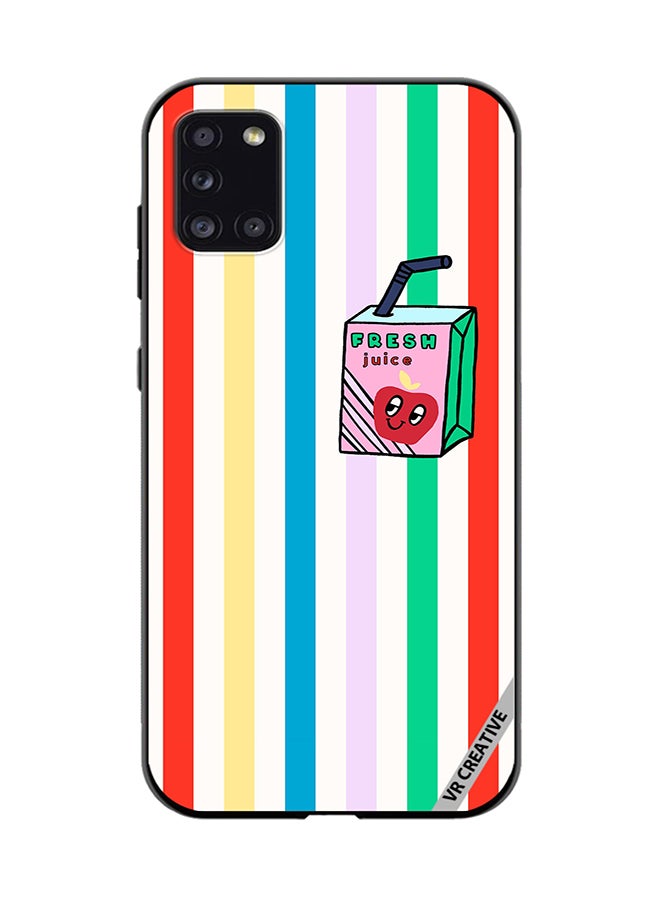 VR CREATIVE Protective Case Cover For Samsung Galaxy A31 Summer Stripe Fresh Juice Apple Fruit Design Multicolour - Image 1