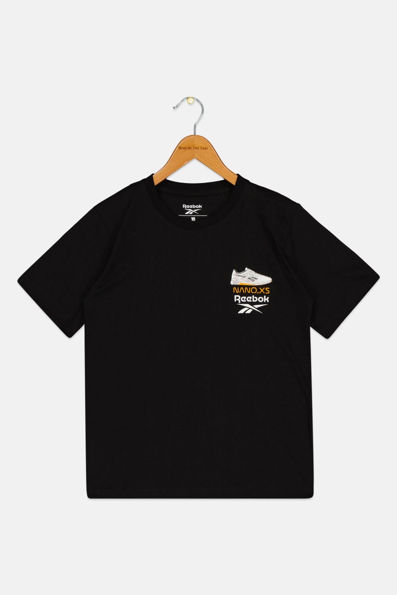 Reebok Kids Boy Graphic Print Short Sleeve Outdoor T-Shirt, Black - Image 2