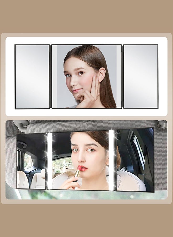 Sweet Life Car Sun Visor Vanity Mirror with 3 Light Modes - Rechargeable LED Makeup Mirror, Dimmable Touch Control & Foldable Design for Car, Home, Travel | Fits SUV, Truck, Most Vehicles, Black  - Image 3