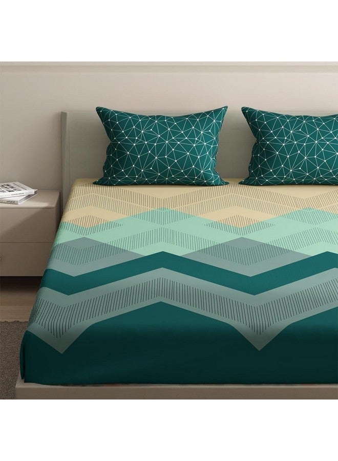 Wakefit Cotton Fitted Bedsheet | 144 TC Elastic Fitted Sheet, Queen Bed Bedsheet with 2 Pillow Covers | Michele - 72x60 inches - Image 4