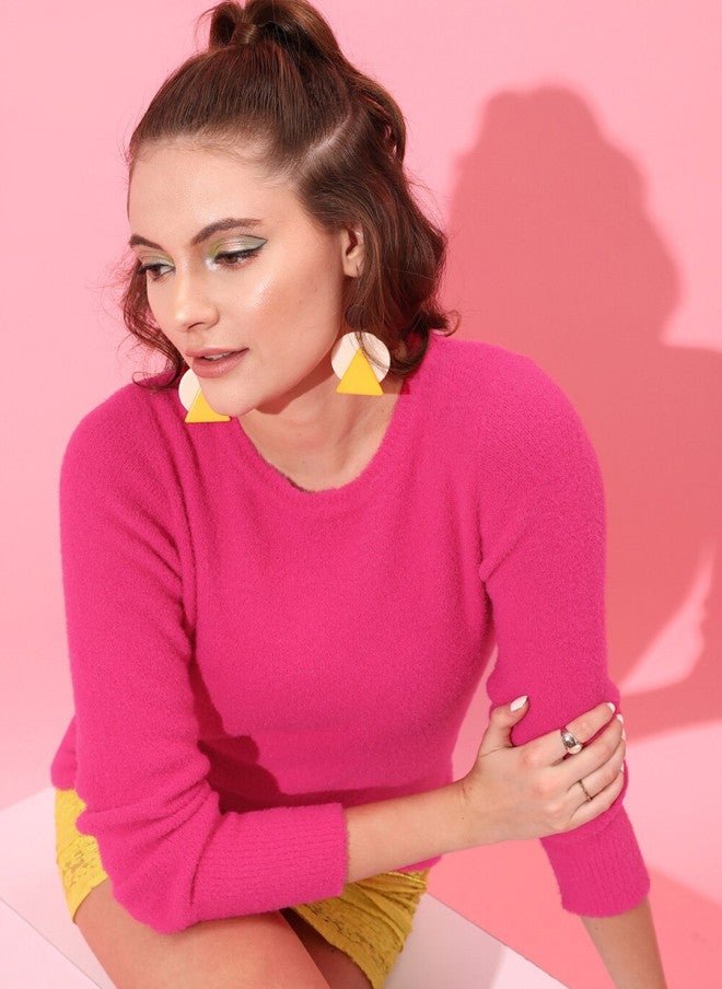 STREET 9 بلوزة وردية صلبة للنساء - Image 1