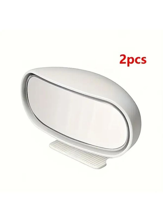 2pcs White Car Blind Spot Mirror 360 Degree Adjustable HD Rear View Auxiliary Mirror - Image 1