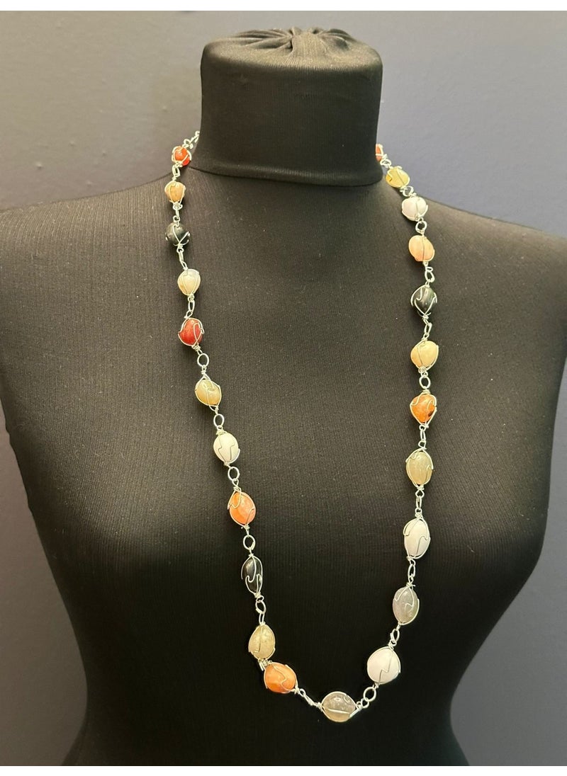 Gönülden Tasarım Heart Design Colorful Natural Stone Women's Necklace Long  - Image 4