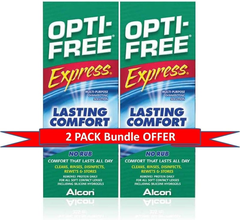 Optifree Opti-Free EXPRESS Contact Lens Solution - 120ml x 2 Pack - Image 1