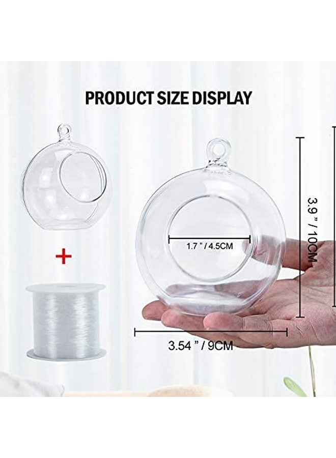 Pomeat Pomeat 15 Pcs Hanging Candle Holder Clear Plastic Terrarium Globe Hanging Tea Lights Candle Holder for Plants Wedding Christmas Party Centerpiece Decor, 130 Ft Fishing Line, 3.54 inch  - Image 4