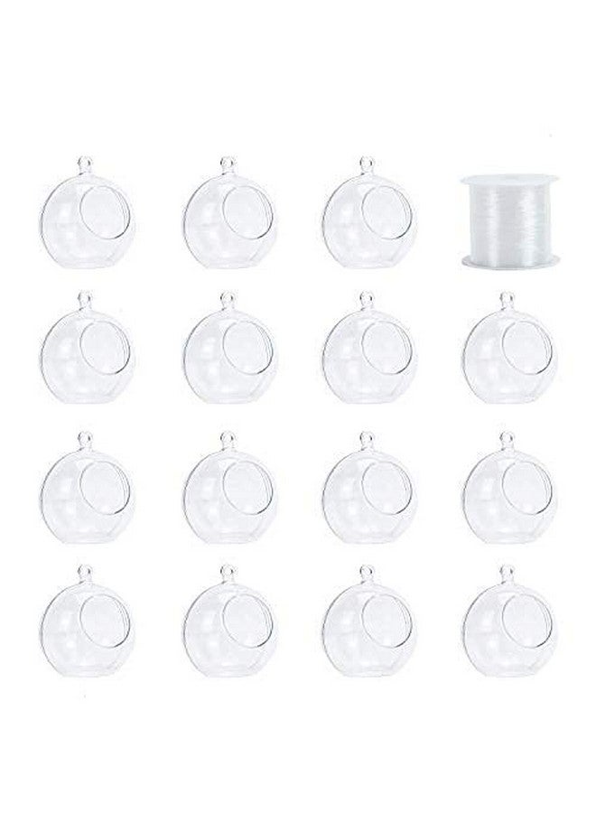 Pomeat Pomeat 15 Pcs Hanging Candle Holder Clear Plastic Terrarium Globe Hanging Tea Lights Candle Holder for Plants Wedding Christmas Party Centerpiece Decor, 130 Ft Fishing Line, 3.54 inch  - Image 1