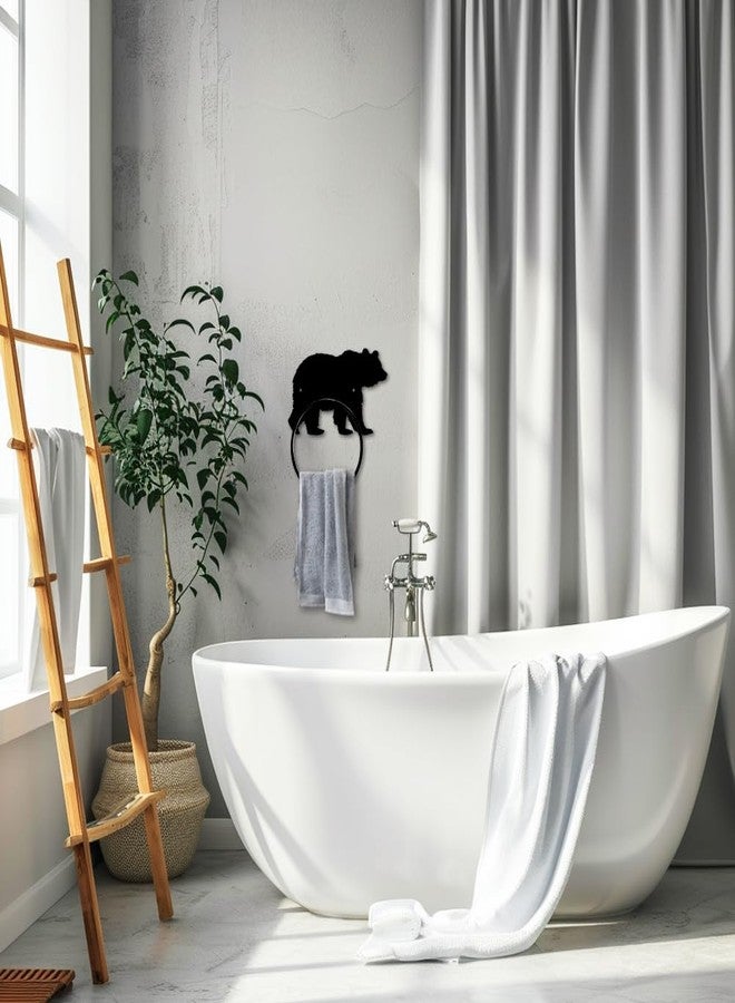 MAYJOYDIY Bear Towel Ring Towel Holder Bathroom Wall Mounted Metal Wall Mounted Towel Ring with Bear Wild Beast Metal Custom Hand Towel Holder Wall Decor for Kitchen Home Hanging Gifts Decoration - Image 5