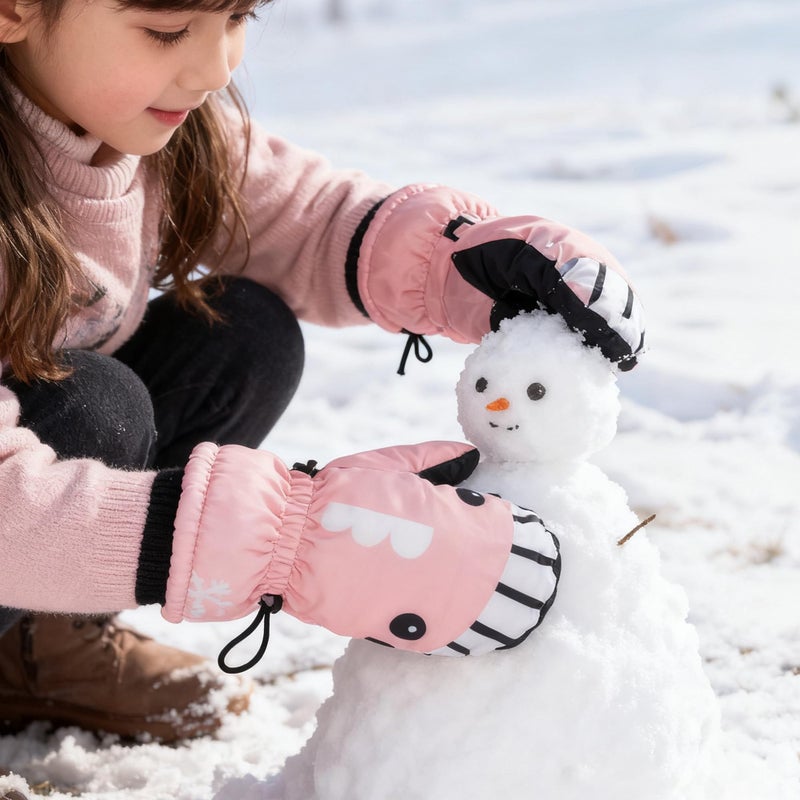 Mawjom Kids Winter Warm Ski Gloves - Outdoor Mittens for Girls Boys 4-8 Years (Pink) - Image 5