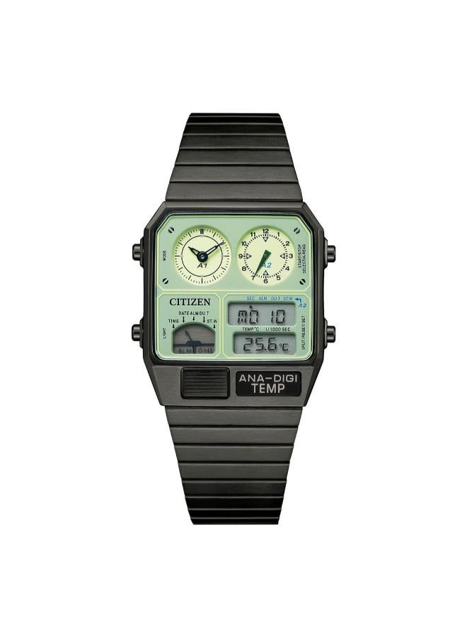 سيتيزن ساعة رجالية كوارتز بسوار من الفولاذ المقاوم للصدأ مع طلاء أيوني أسود - - . × . مم - Image 1