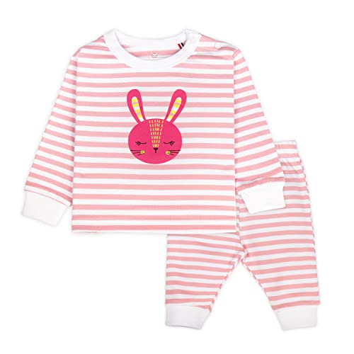 ARIEL Cotton Fleece Clothing Pajama Set for Boys & girls - Unisex Winter Pink Bunny Clothing sets Full Sleeve T-shirt & Pant, Size- 12-18 months - Image 1