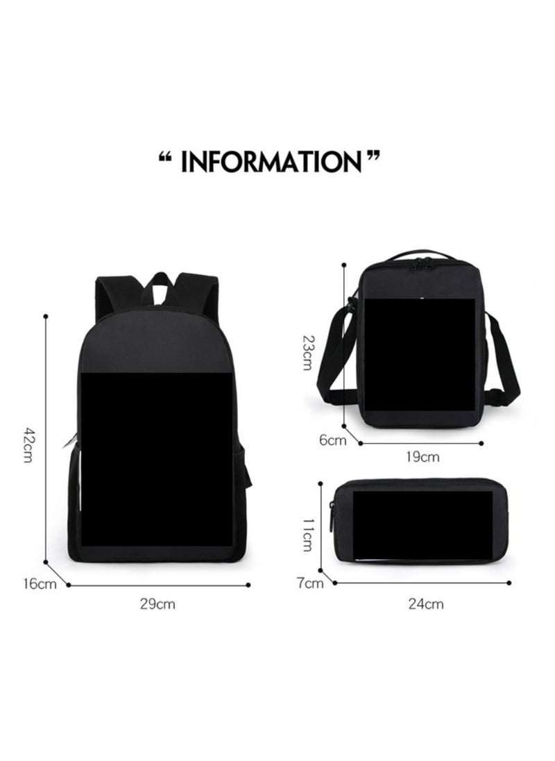 MINECRAFT Digital Printing Large Capacity Backpack Three piece Set Lunch Bag Pen Bag Polyester Comfortable Load Reducing Backpack for Students and Children Unisex  - Image 2