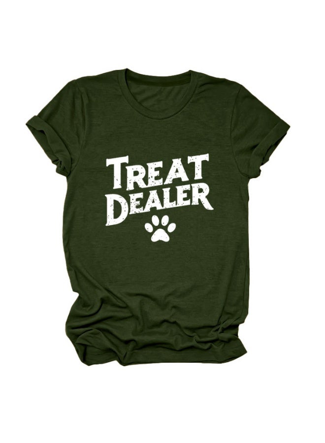 Treat Dealer T Shirt for Women Cute Dog Paw Print Graphic Tees Funny Dog Mom Shirt Puppy Lover Gifts Casual Tops - Image 1