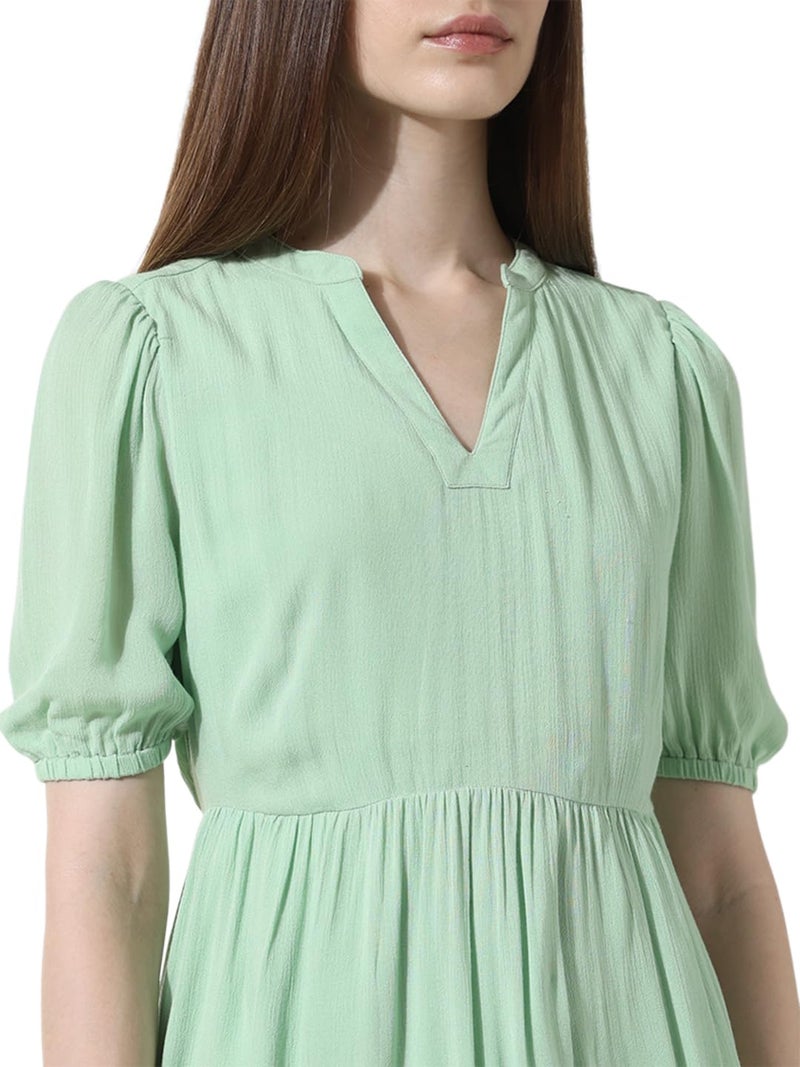ONLY Women Solid Viscose Above Knee Green A-line Dress - Image 4
