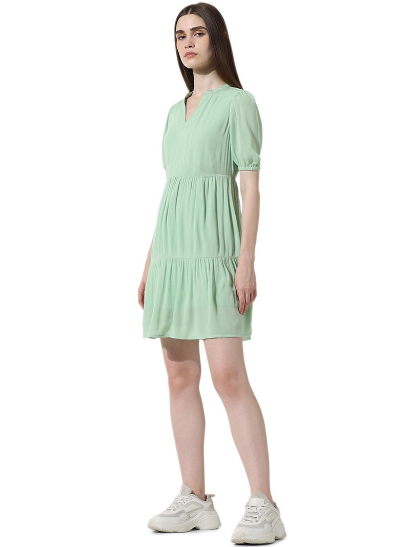 ONLY Women Solid Viscose Above Knee Green A-line Dress - Image 5