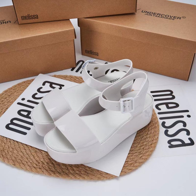 2023 Melissa Jelly Platform Sandals for Women White 