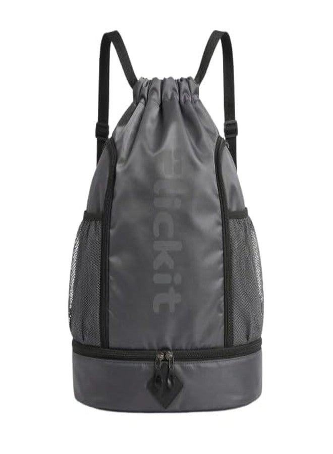 FLICKIT Pro Drawstring Sports Backpack with Shoe Compartment | Waterproof Gym & Football Bag | Mesh Side Pockets | Dual Zip Storage - Image 1
