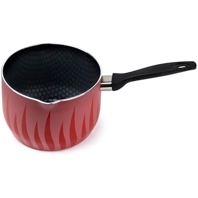 SENSTAN Flame Design NonStick Saucepan  14Cm Comfortable Stay Cool Bakelite Handle  RedBlack - Image 1
