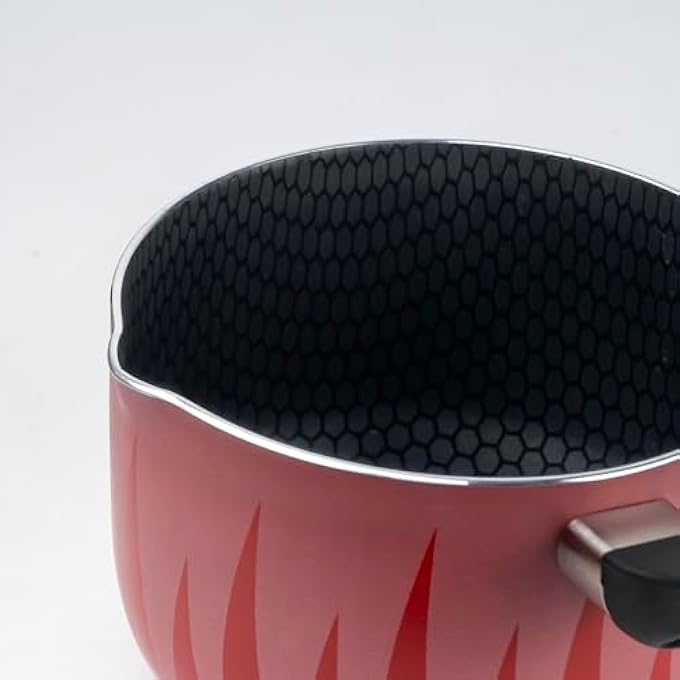 SENSTAN Flame Design NonStick Saucepan  14Cm Comfortable Stay Cool Bakelite Handle  RedBlack - Image 3