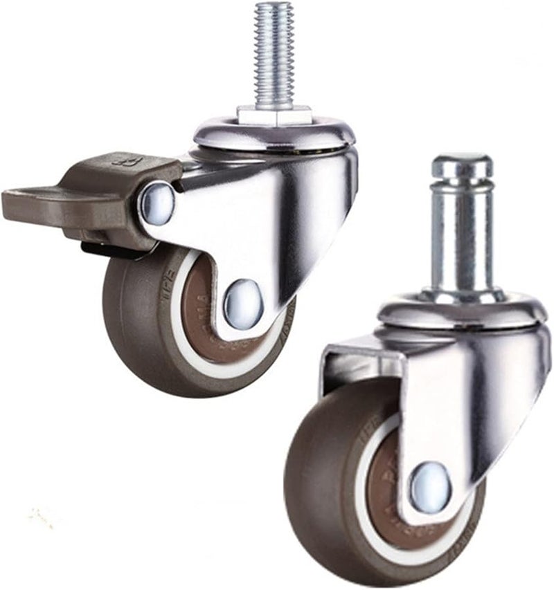 1 5 Inch Furniture Caster Wheels With Brake Rubber Swivel Castor Trolley - Image 4