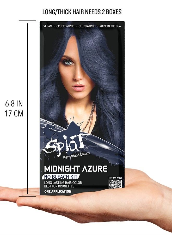 SPLAT Midnight Azure Semi-Permanent Blue Hair Color Kit No Bleach, Vegan, Cruelty Free - Image 5