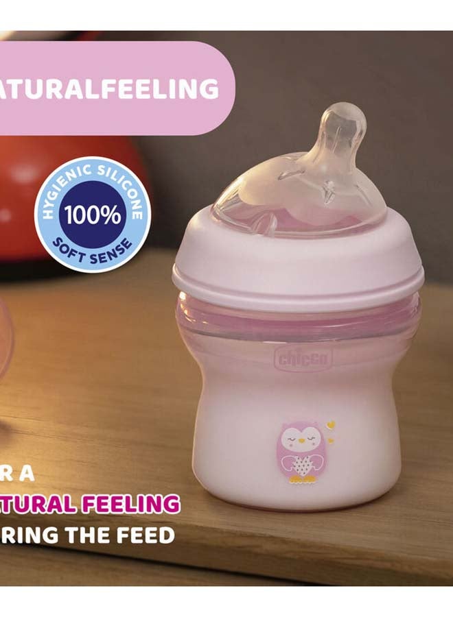 Chicco زجاجة تغذية بشعور طبيعي (150 مل، ببطء) (وردي) - Image 3
