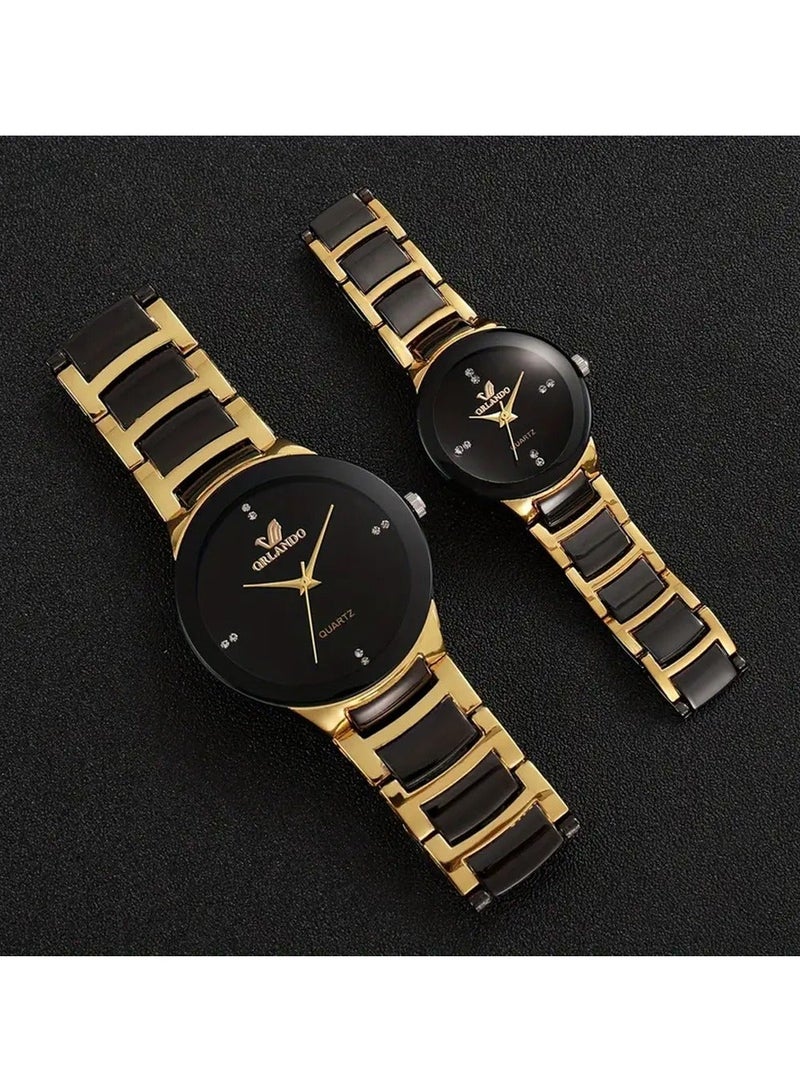 أورلاندو 2 Pcs Wrist Watches Simple Ultra Thin Steel Strip Quartz Fashion Watches Elegant Dress Watches Accessories for Women Men - Image 5