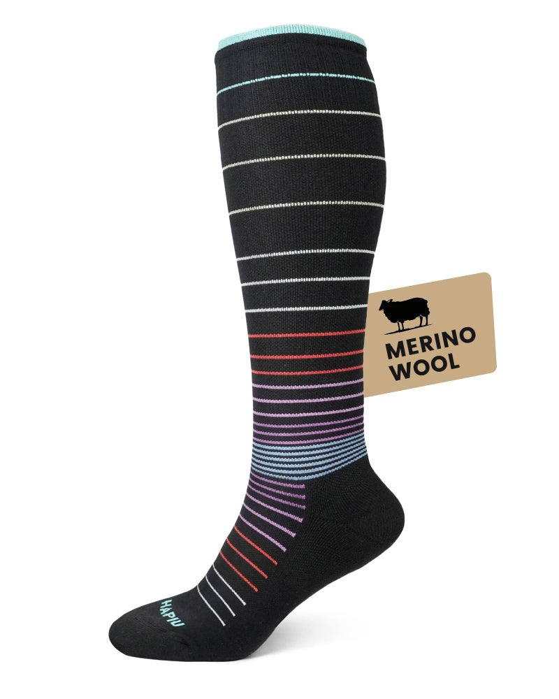 HAPIU Merino Wool Easy On Compression Socks for Women & Men, 15-20 mmHg, Plus Size Knee High Stocking for Nurses, Pregnancy, Travel, Flight, Medias de CompresiÃ³n Mujer - Image 1