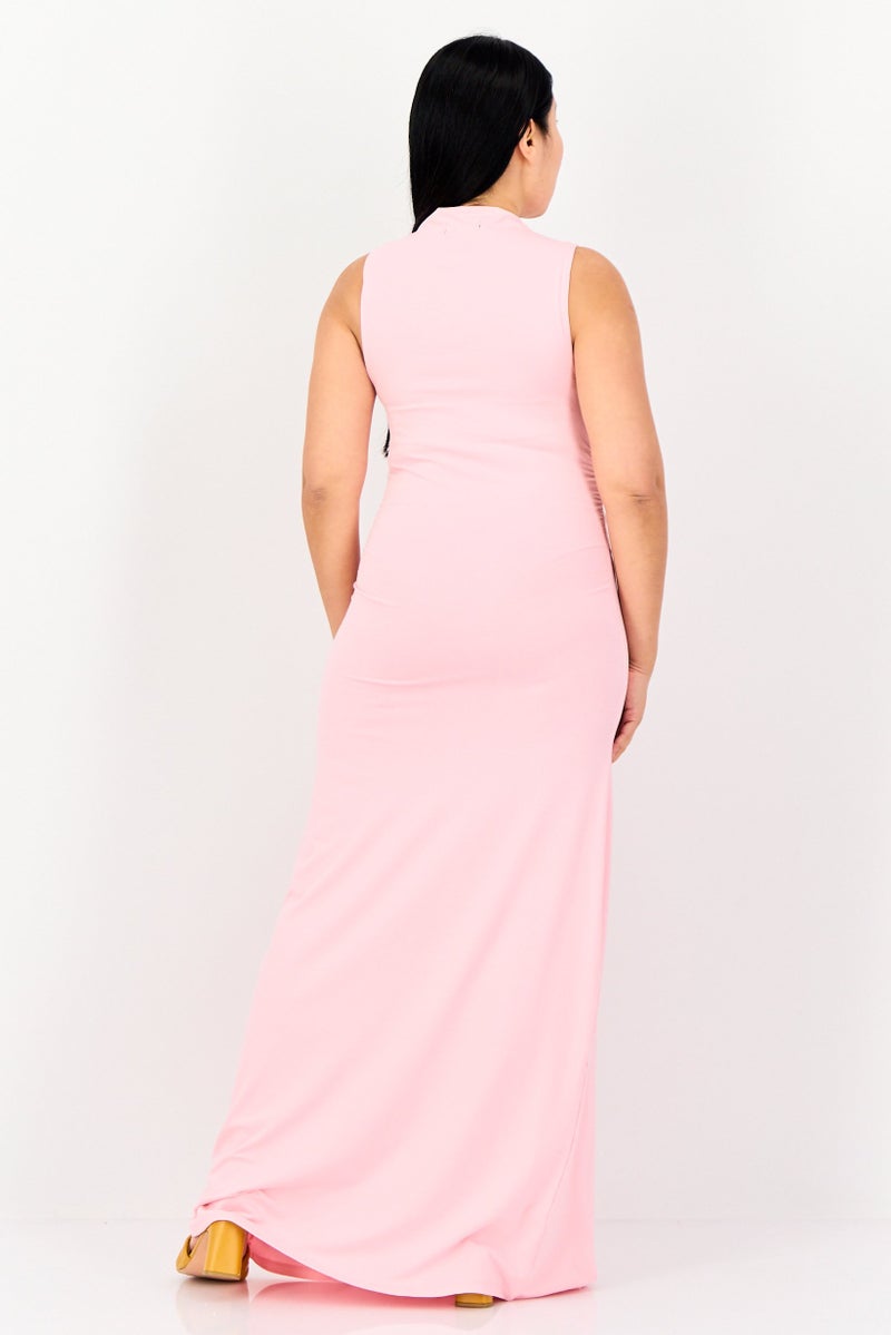 Kathy Ireland Women Solid Maxi Dress, Pink  - Image 3